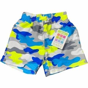 Healthtex Infant Boys 3-6 Mo Swim Trunks Swimsuit Camouflage Gray Blue Green New